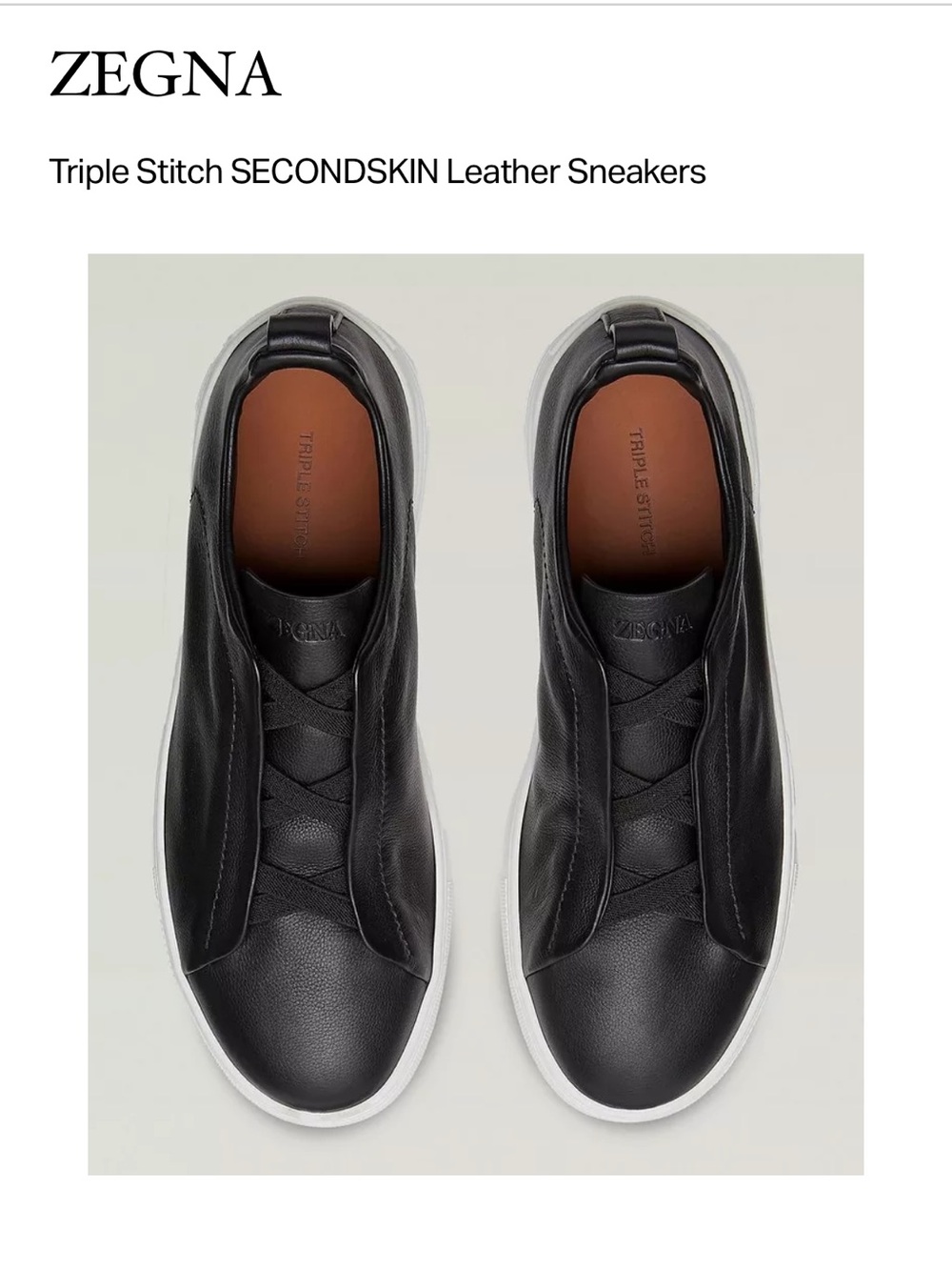 Men's Zegna top stitch leather sneakers size 10